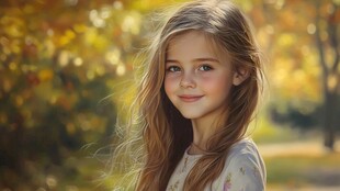 怡然自得的小女孩壁纸