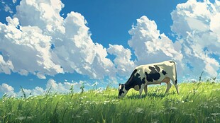 奶牛唯美插画