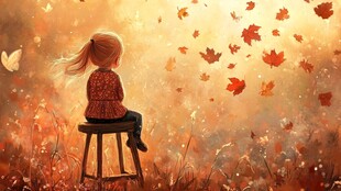 孤单的小女孩插画