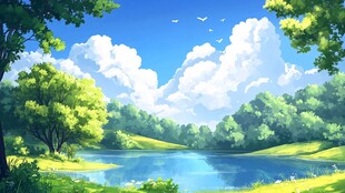 宽屏风景画