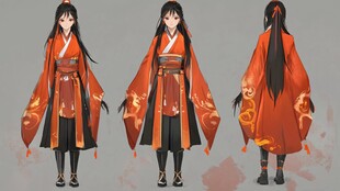 红衣少女设计古风