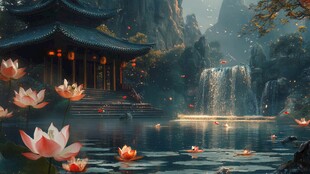 山水楼阁雅致意境风