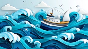 乘风破浪包装插画