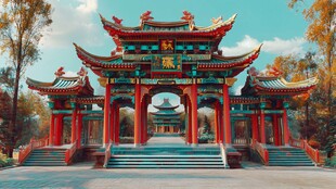 亭台楼阁鸿运当头