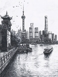 外滩钢笔画