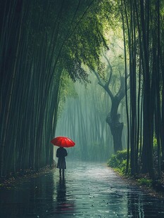 雨中竹林