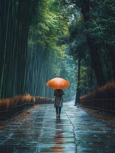 雨中竹林