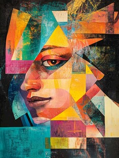 人脸色块拼接装饰画