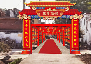 灯笼长廊门头效果图素材