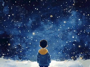 星辰大海男孩背影