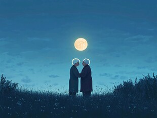 月光下的两人
