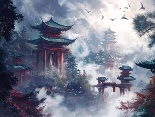 插画爱晚亭