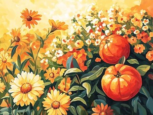 秋天南瓜丰收插画