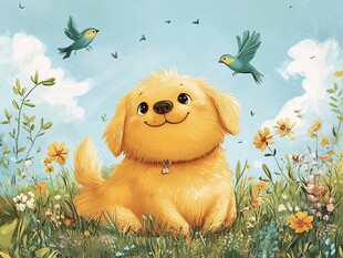 金毛犬插画