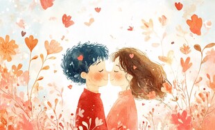 唯美浪漫情侣插画