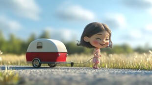 乘风凉的小女孩