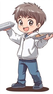 做美食男孩插画