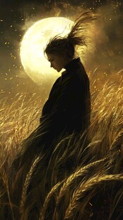 月下吹笛芦苇摇荡