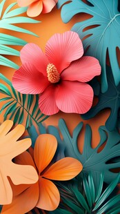 3d浮雕缤纷花卉