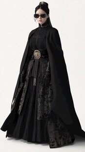 布边刺绣狍皮长袍