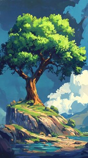 仙境古树插画