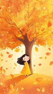 手绘原创插画秋天