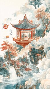 插画爱晚亭