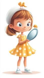 聪慧的小女孩插画