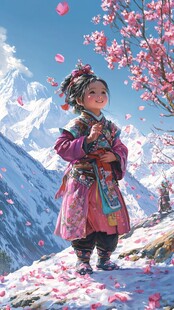 羌族女孩插画