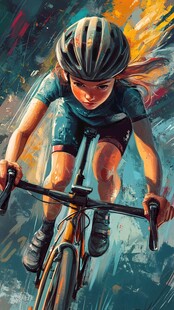 骑车的女孩插画