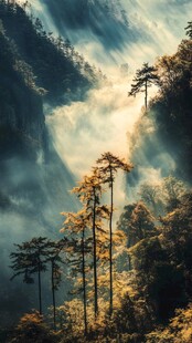 山林松柏云雾仙气