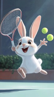 打网球的萌兔