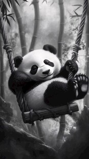 睡吊床的熊猫