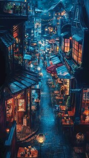 古镇玄幻夜景