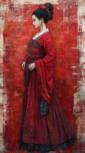 红衣少女设计古风