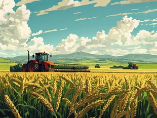 收割小麦插画