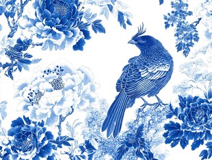 新中式牡丹花鸟图