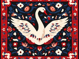 单顶鹤仙鹤丝巾图案