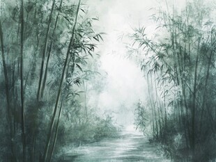 竹林油画