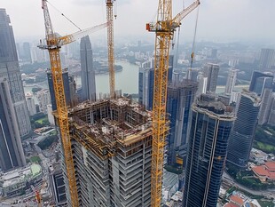 航拍楼房建造