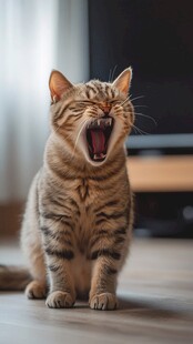 打哈欠的花猫