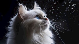 手绘大眼萌猫咪装饰画