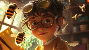 小蜜蜂博士做邀请动作