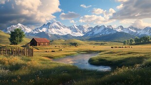 高清宽幅田园山水