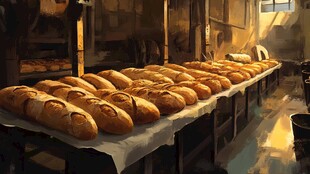 手绘面包作坊店