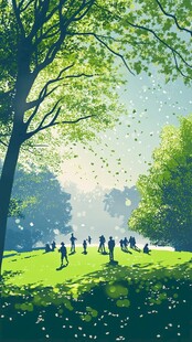 春之风影治愈系小插画