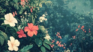热带雨林花草树木背景