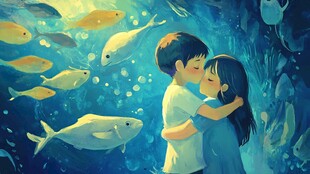 唯美浪漫情侣插画