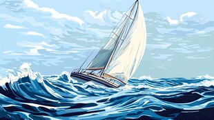 乘风破浪包装插画