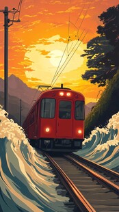 动车回家过年红色